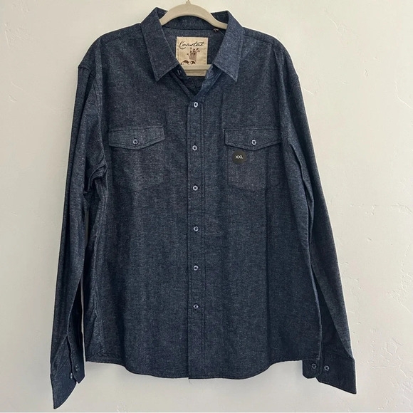 NWT Coastal Marled Navy Cotton Flannel Button Down Shirt Size XXL - Picture 1 of 10
